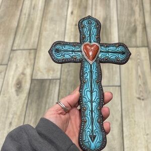 Turquoise and Brown Decorative Cross